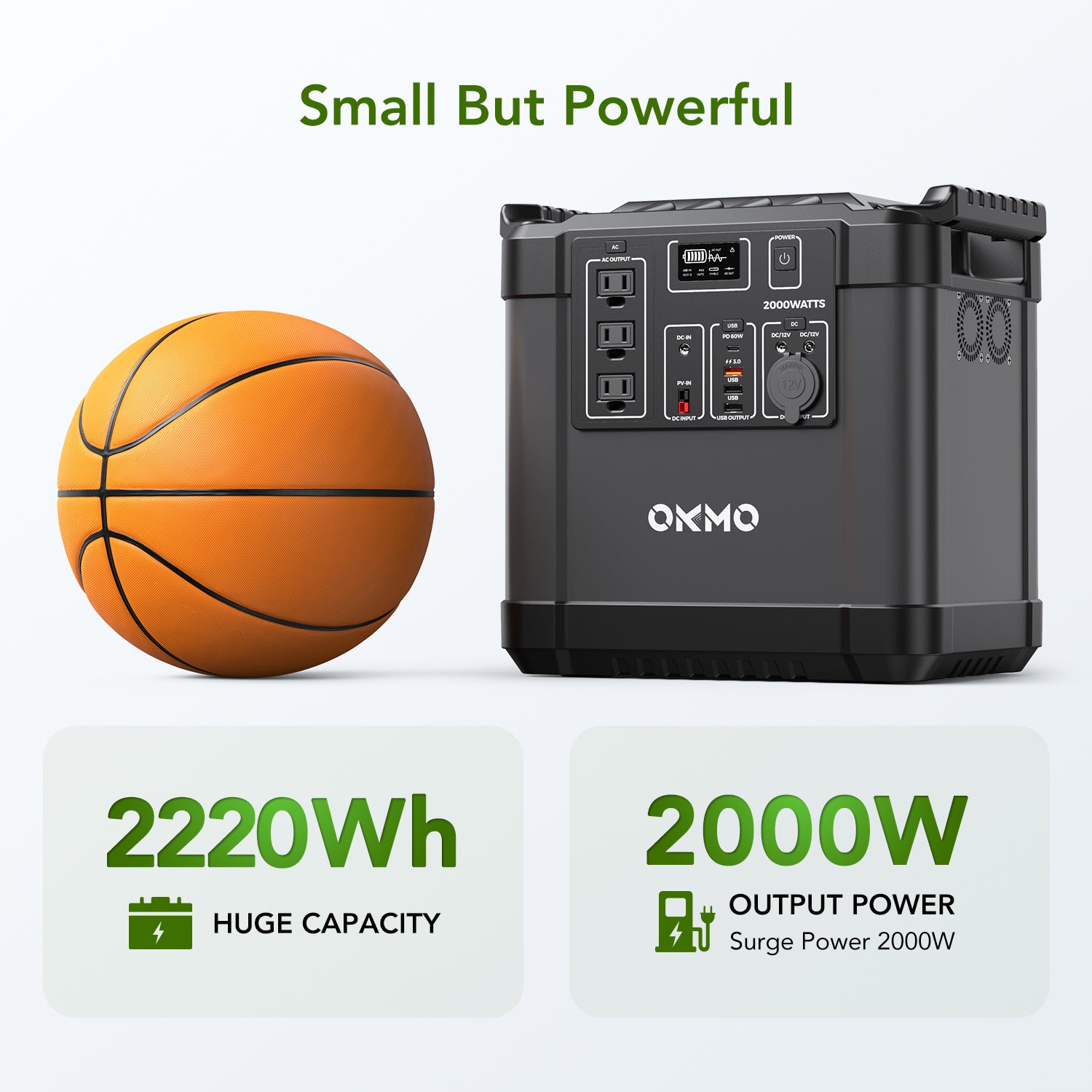 G2000 OKMO Portable Power Station 2000W 600000mAh 2220Wh Backup Portable  Generator